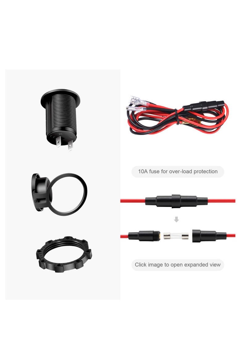 12V Cigarette Lighter Socket, 2 Pack Car Marine Motorcycle ATV RV Lighter Socket, Replacement 12 Volt Waterproof Plug, Power Outlet Socket Receptacle Waterproof Plug - Image 2